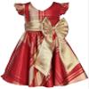 Bonnie Jean Girls 2T-16 Metallic Plaid Taffeta Christmas Bow Dress (Red-Gold, 4T) view 1