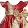 Bonnie Jean Girls 2T-16 Metallic Plaid Taffeta Christmas Bow Dress (Red-Gold, 4T) view 3