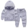Boys Girls 2pcs Velvet Hooded Tracksuit Toddler Kids Fleece Hoodi Top + Sweatpants Jogger Sweatsuit (B-Grey, 4-5 Years) view 1