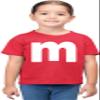 3T Red Toddler Lowercase m Colorful Halloween Group Toddler T-Shirt view 2