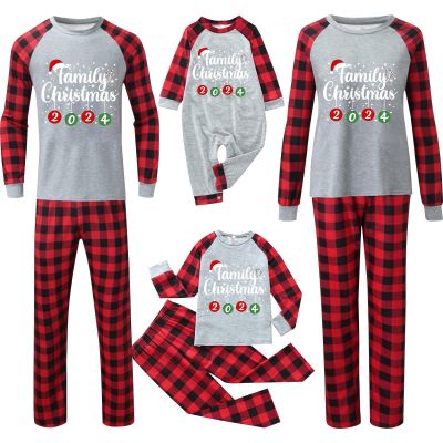 Christmas Pajamas Couples Matching Christmas Pajamas Family Pjs Sets Plus Size Holiday Outfits Cotton Satin Silk Pijamas Navideas Familiares 2024 Festival Red Black Clothing s