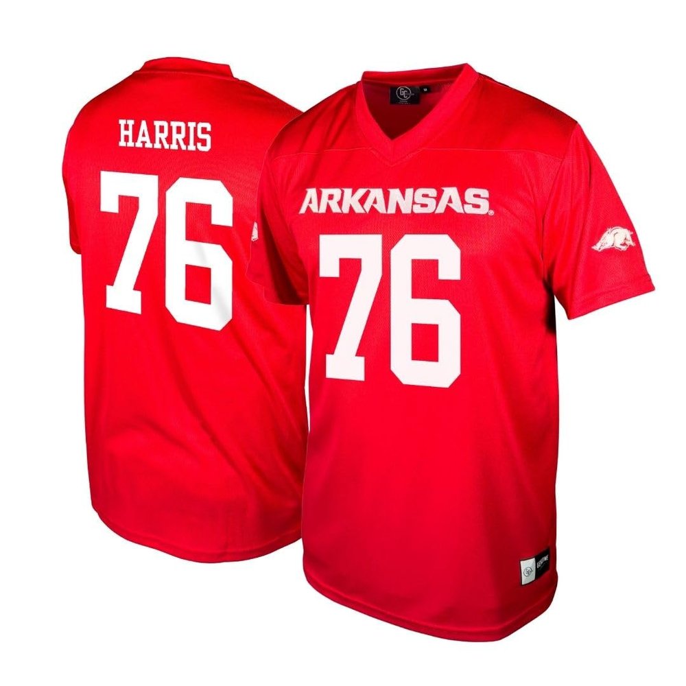 Genuine Collective EMarion Harris - 76 Arkansas Razorbacks Nil Football Jersey, Red