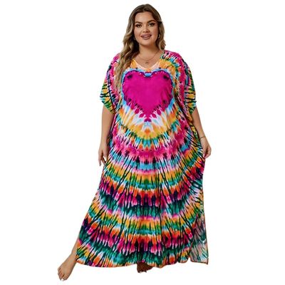 LIXINGHEITANG Size Summer Casual Print Sleeve Women Clothing Moroccan Holiday Beachwear Swimsuit s7 M