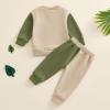 Covvoliy Toddler Newborn Baby Boy Outfit Long Sleeve Little Dude Print Sweatshirt Top Long Pants Infant Fall Winter 2PCS (Light Green, 12-18 Months) view 3