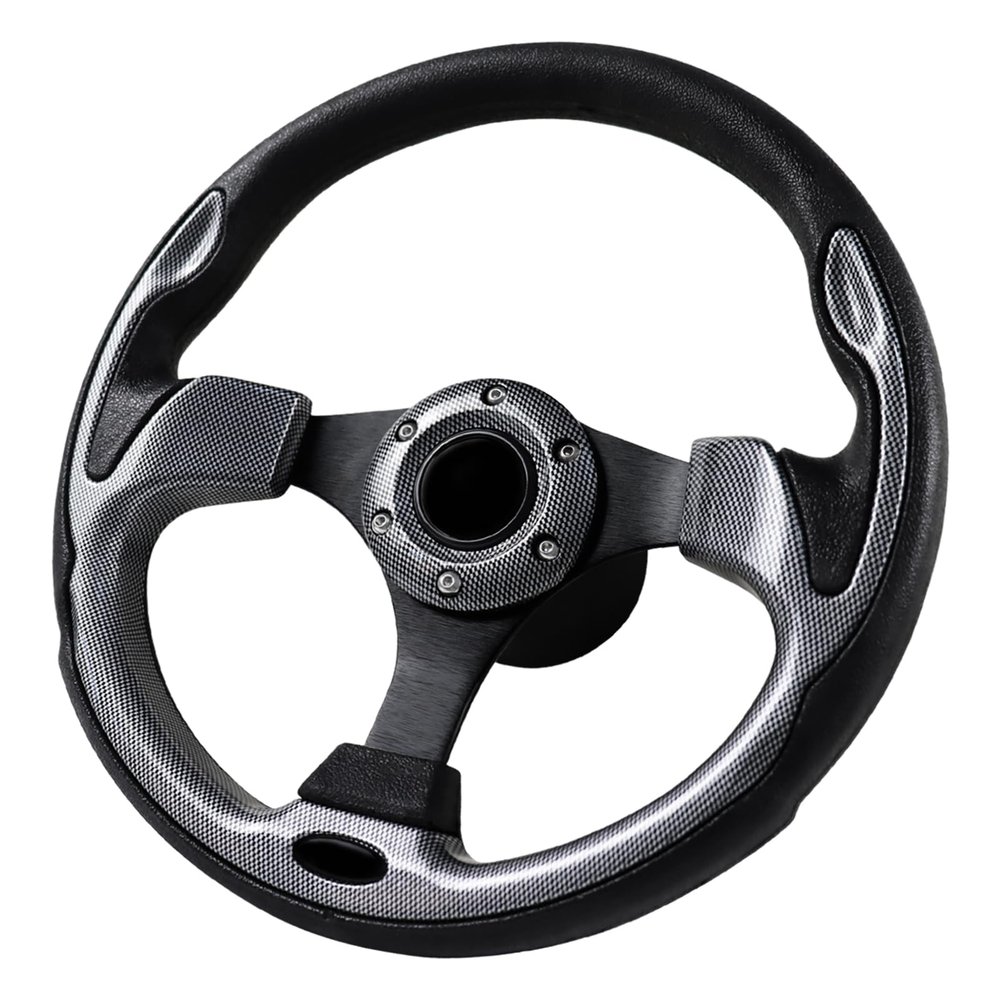QYMOPAY 12.5 Inch Boat Steering Wheel with 3/4 Axle Marine Steering Wheel Adapter, Yachts, Pontoon Boats