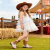 DADAWEN Kids Glitter Square Toe Cowgirl Boots Cowboy Western Boots Boys Girls Mid Calf Riding Shoes With Side Zipper Rainbow US Size 5 M Big Kid view 2