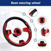 QYMOPAY 12.5 Inch Boat Steering Wheel With 3/4" Axle Marine Adapter, Anti-Slip for Boats, Yachts, Pontoon Boats, Red view 3