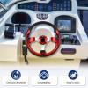 QYMOPAY 12.5 Inch Boat Steering Wheel With 3/4" Axle Marine Adapter, Anti-Slip for Boats, Yachts, Pontoon Boats, Red view 4