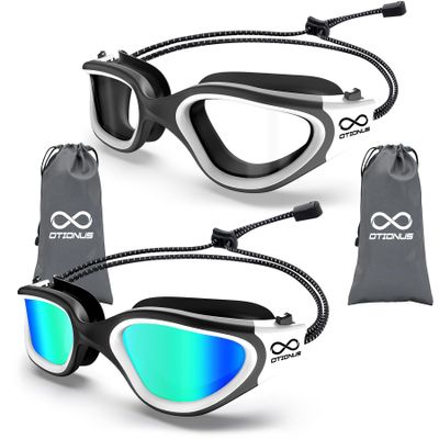 Otionus Swim Goggles, Polarized Adult Swimming Goggles Bungee Strap No Hair Pulling Anti-fog Pool Goggles for Men Women