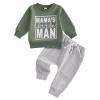 Covvoliy Toddler Newborn Baby Boy Outfit Long Sleeve Little Dude Print Sweatshirt Top Long Pants Infant Fall Winter 2PCS (Green, 12-18 Months) view 1