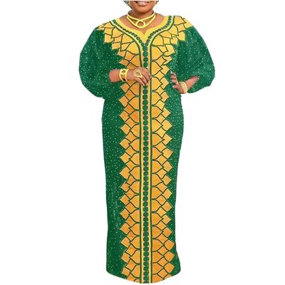 LIXINGHEITANG Elegant Dress Women V-Neck Sleeve Long Autumn Loose Oversized Robe s2 Green8 XS