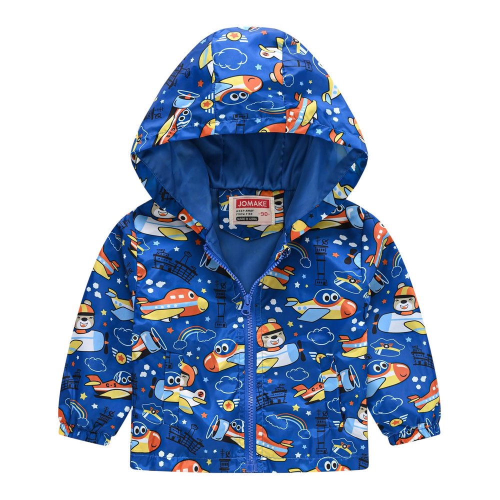 2t Lightweight Puffy Coat Toddler Boys Girls Casual Jackets Printing Hooded Outerwear Zipper Coats (Blue, 4-5 Years)