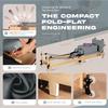 LeisureKing Pilates Reformer Machine PRO, Studio Grade Pilates Equipment for Home Workout with 5 SWPB Springs and Microfiber Leather, OAK Wood Foldable Pilates Reformer with Reformer Accessories, Gray view 4