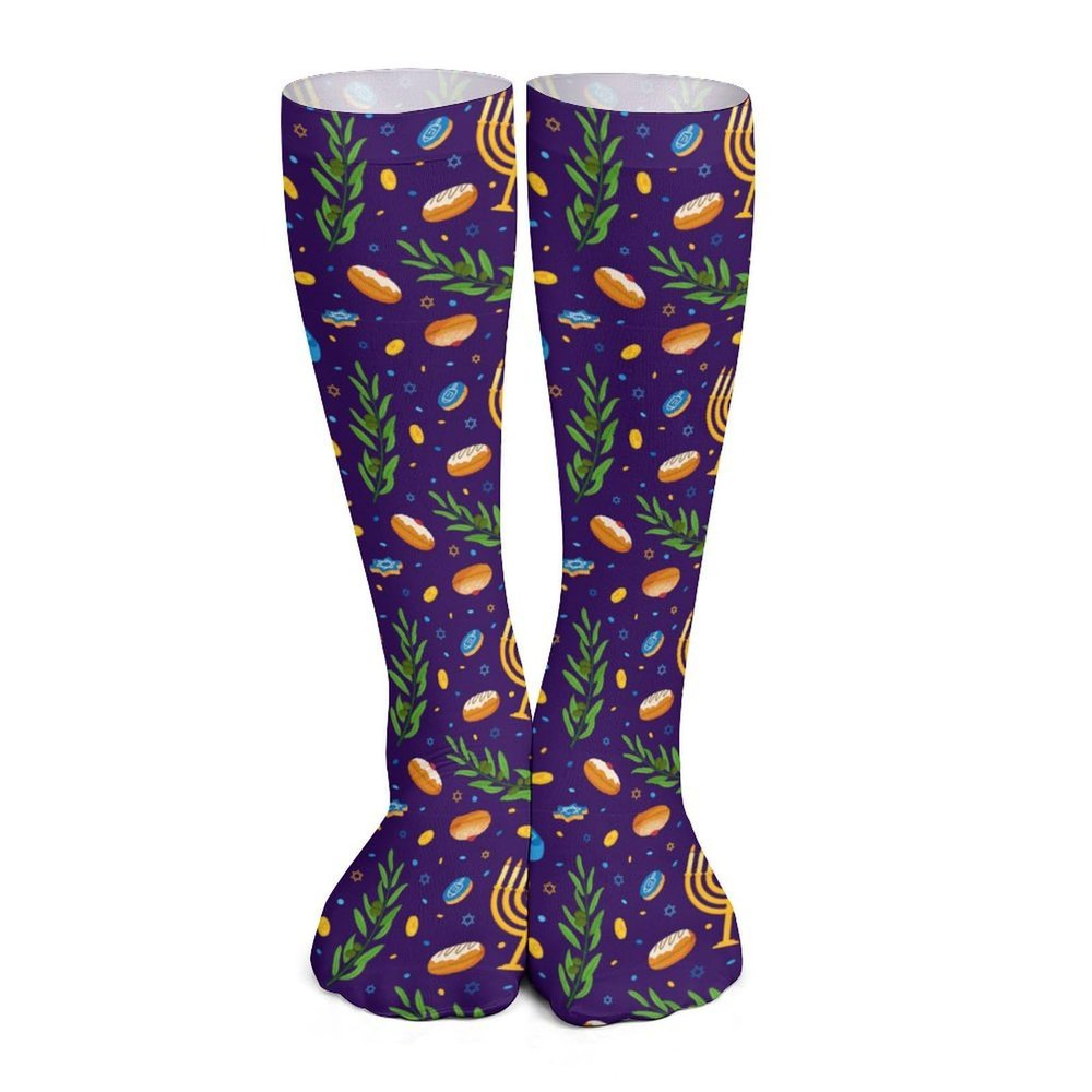 GoasNei Happy Hanukkah Jewish Chanukah Holiday Socks Sport Socks for Women Men Breathable Long Socks for Running Athletic Travel
