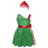 winying Women Christmas Santa Claus Costume Sequins Dance Dress with Santa Hat Set Xmas Party Costume Green XX-Large view 3