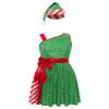 winying Women Christmas Santa Claus Costume Sequins Dance Dress with Santa Hat Set Xmas Party Costume Green XX-Large view 4