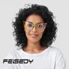 FEISEDY Fashion Cat Eye Blue Light Blocking Glasses for Women Fake Retro Eyeglasses Oversized Stylish Eyewear Frame B0240 view 2