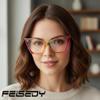 FEISEDY Fashion Cat Eye Blue Light Blocking Glasses for Women Fake Retro Eyeglasses Oversized Stylish Eyewear Frame B0240 view 3