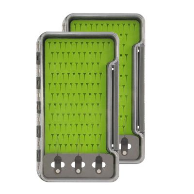 AVENTIK EUPHENG Fly Fishing Boxes Silicone Super Slim Fishing Storage Fishing Tackle Case Waterproof Pocket 7.36"X4.02"X0.63"/5.39"X3.74" X0.63'' (2PC-G048LB:7.36"X4.02"X0.63" with Hook fly threader)