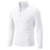 Maiyifu-GJ Mens Quarter Zip Sweaters Casual Long Sleeve Mock Neck Polo Sweater Slim Fit Ribbed Turtleneck Pullover (White,XX-Large) view 1