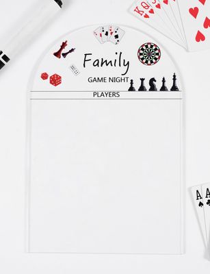 Acrylic Engraved Game Night Score Tracker, Transparent