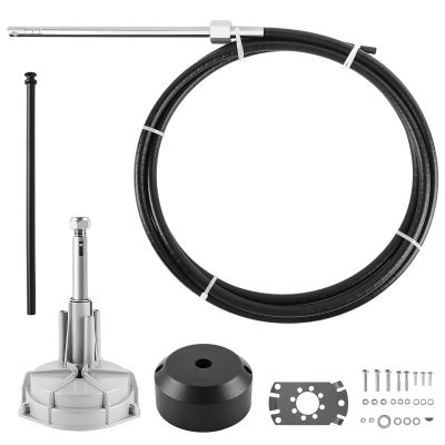 QYMOPAY Boats Steering System, 16ft Cable Outboard Steering Kit 3/4" Standard Tapered Shaft, Boat Steering System for Yachts, Fishing Boats and Other Watercraft