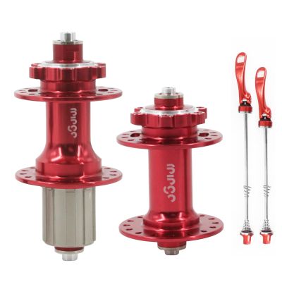 rningo MTB Bike Hubs Disc Brake 32/36 Holes,Quick Release Front M9*100mm Rear M10*135mmHigh-Strength Hubset for HG System Standard 8-11 Speed Cassette (Red, 32H)