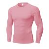 Pink Compression Shirts for Men Long Sleeve Athletic Workout Baselayers Quick Dry Sports Gear Running Tops view 1