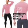 Pink Compression Shirts for Men Long Sleeve Athletic Workout Baselayers Quick Dry Sports Gear Running Tops view 4