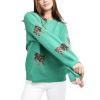 Women Y2k Sweaters Vintage Tiger Print Long Sleeve Pullover Sweater Fall Knitwear Streetwear (Green Tiger Print, M) view 1