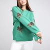 Women Y2k Sweaters Vintage Tiger Print Long Sleeve Pullover Sweater Fall Knitwear Streetwear (Green Tiger Print, M) view 2