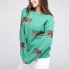Women Y2k Sweaters Vintage Tiger Print Long Sleeve Pullover Sweater Fall Knitwear Streetwear (Green Tiger Print, M) view 3