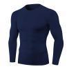 Navy Blue Compression Shirt Men Running Workout Long Sleeve Quick Dry Base Layer Athletic T-Shirt Gym Tops view 1