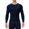 Navy Blue Compression Shirt Men Running Workout Long Sleeve Quick Dry Base Layer Athletic T-Shirt Gym Tops view 2