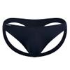 JOCKMAIL Men's Jockstrap Sexy Underwear Men's Ice Silk Thong Low Rise Bikini Underwear (US, Alpha, X-Large, Regular, Regular, Black) view 2