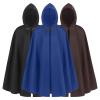 HELLORSO Renaissance Hooded Witch Cloak Medieval Hobbit Halloween Medieval Costume Cosplay Short Cape for Men and Women  (Black) view 2