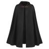 HELLORSO Renaissance Hooded Witch Cloak Medieval Hobbit Halloween Medieval Costume Cosplay Short Cape for Men and Women  (Black) view 4