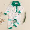 baorji Newborn Baby Boy Girl Golf Outfit Long Sleeve Polo Shirt Romper Infant Jumpsuit Pants 0-2T Baby Fall Winter Clothes (Green, 12-18 Months) view 2