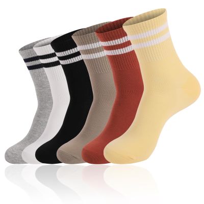 SeiorHou Striped Socks Women Tube Socks Retro Style Colorful Crew Funny Sock for Women(Small,6 Pairs,Multicolor 03)