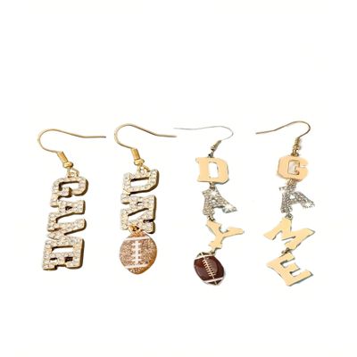 GAME DAY Earrings Letter Football Pendant Earrings Women's Football Earrings-C