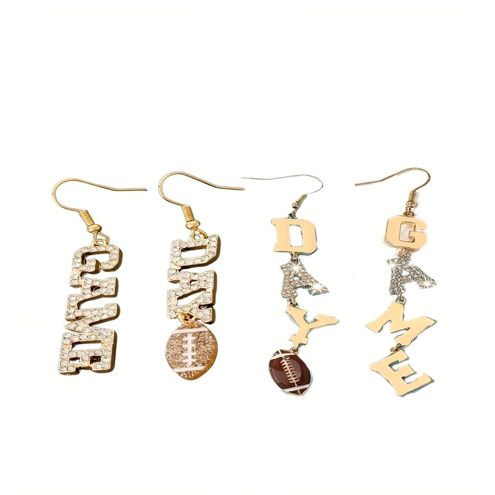 GAME DAY Earrings Letter Football Pendant Earrings Women's Football Earrings-C