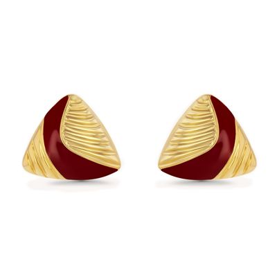 18K gold plated Enamel Triangle Stud Irregular Statement Earrings for Women by SNGIA, Bold Geometric Handmade Charm Trendy Bohemian Jewelry Gifts, Unique Baroque Summer Beach Fashion Earrings Accessories, Vintage Nickle Free Huggies Earrings. (Yellow