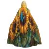Jyckat Unflower Floral Butterflies Art - Cosplay Robe Costume Hooded Cloak, Halloween Cosplay Costume Robe Cloak Cape view 1