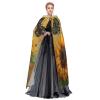 Jyckat Unflower Floral Butterflies Art - Cosplay Robe Costume Hooded Cloak, Halloween Cosplay Costume Robe Cloak Cape view 3