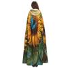 Jyckat Unflower Floral Butterflies Art - Cosplay Robe Costume Hooded Cloak, Halloween Cosplay Costume Robe Cloak Cape view 4