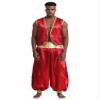 Alvivi Men's Arabian Prince Lamp Costume Adult Persian Cosplay Outfits Stain Waistcoat with Harem Pants Burgundy&Burgundy 4X-Large view 1