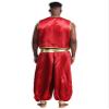 Alvivi Men's Arabian Prince Lamp Costume Adult Persian Cosplay Outfits Stain Waistcoat with Harem Pants Burgundy&Burgundy 4X-Large view 2