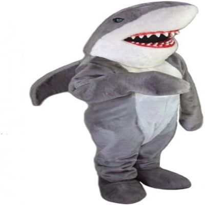 Deluxe Grey Shark Mascot Costume Adult Size for Men & Women with Built-in Fan Inside the Head