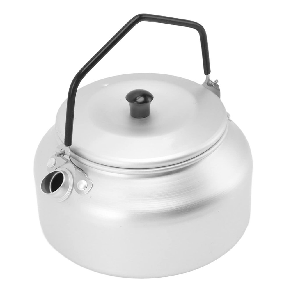 Camping Kettle, Lightweight Aluminum Alloy Portable Camp Teapot Coffee Pot for Outdoor Grilling Silver