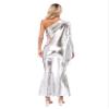 ACSUSS Womens 70s Disco Hippie Costume Shiny Metallic Bell-Bottomed Full Body Jumpsuit Halloween Silver X-Large view 4